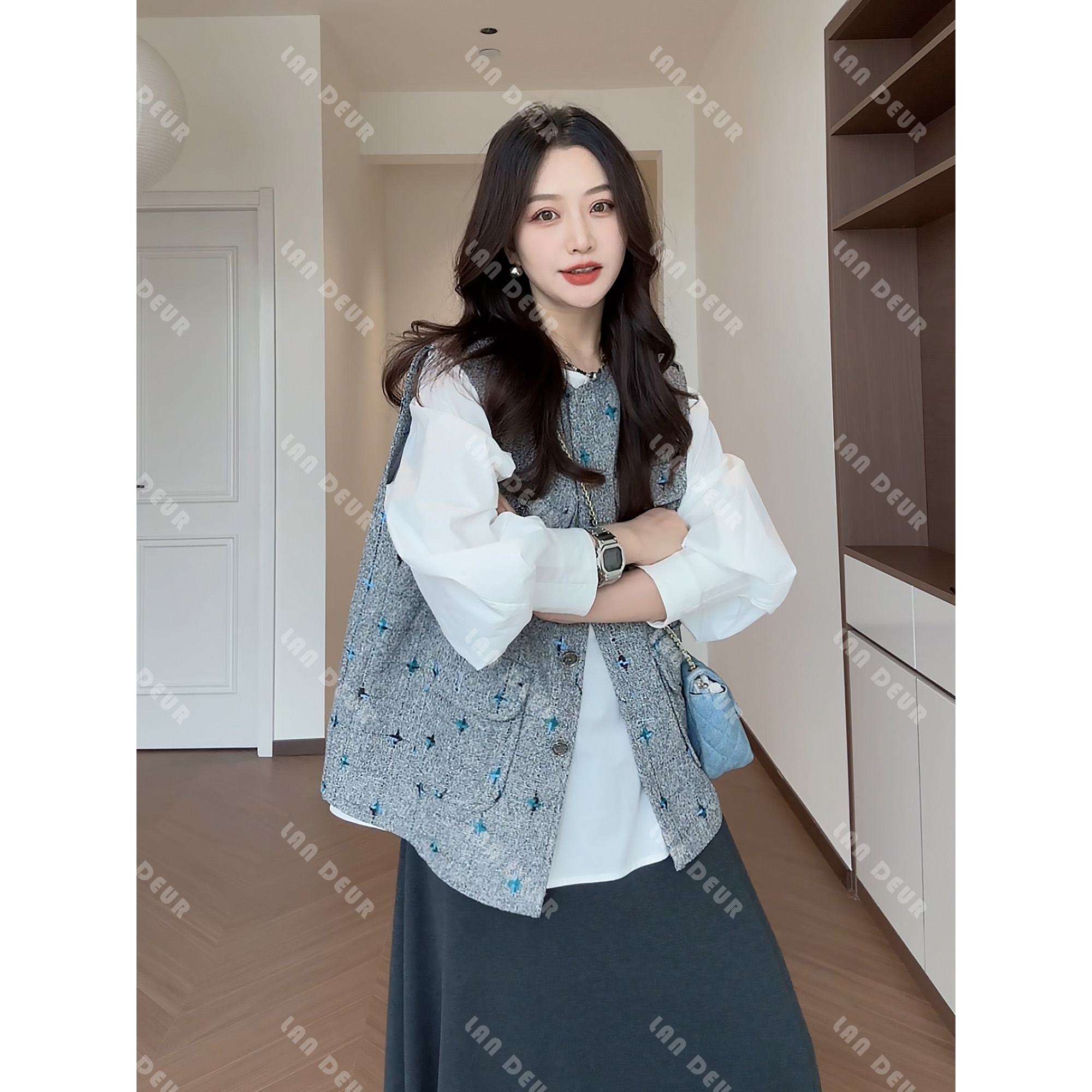 【落花为信】小众气质时尚休闲叠穿神器小香风宽松马夹女上衣