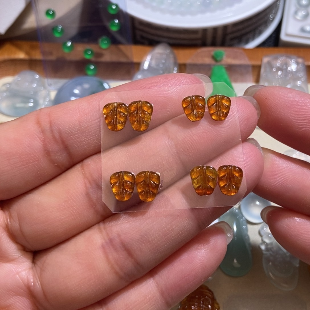 未镶嵌定制翡翠翡翠叶子一对多样化发货