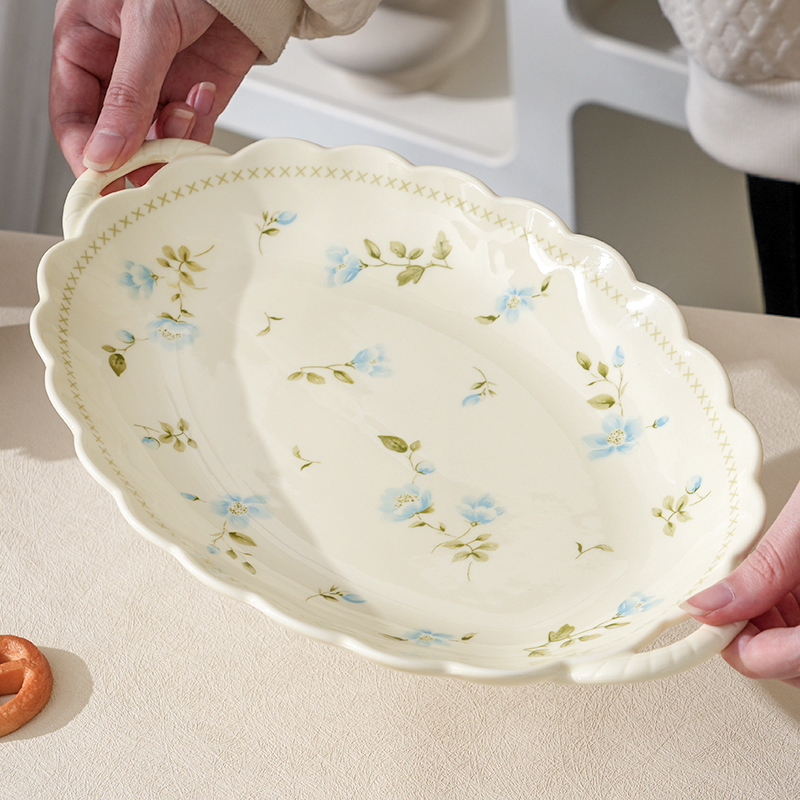 【12寸鱼盘】 兰铃花盘子家用鱼盘釉下彩套装陶瓷餐具组合鱼盘