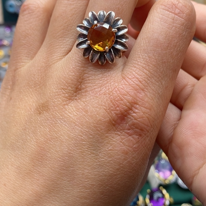 水晶戒指银S925镶嵌天然水晶戒指