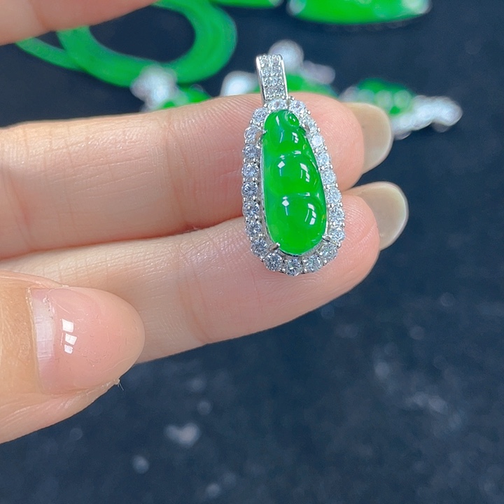 翡翠吊坠(不含链)银S925镶嵌