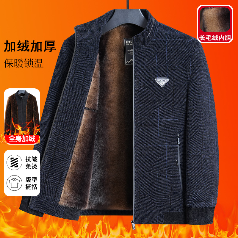 【袖子+毛】新款立领爸爸秋冬加厚款棉衣保暖休闲中老年男士外套29