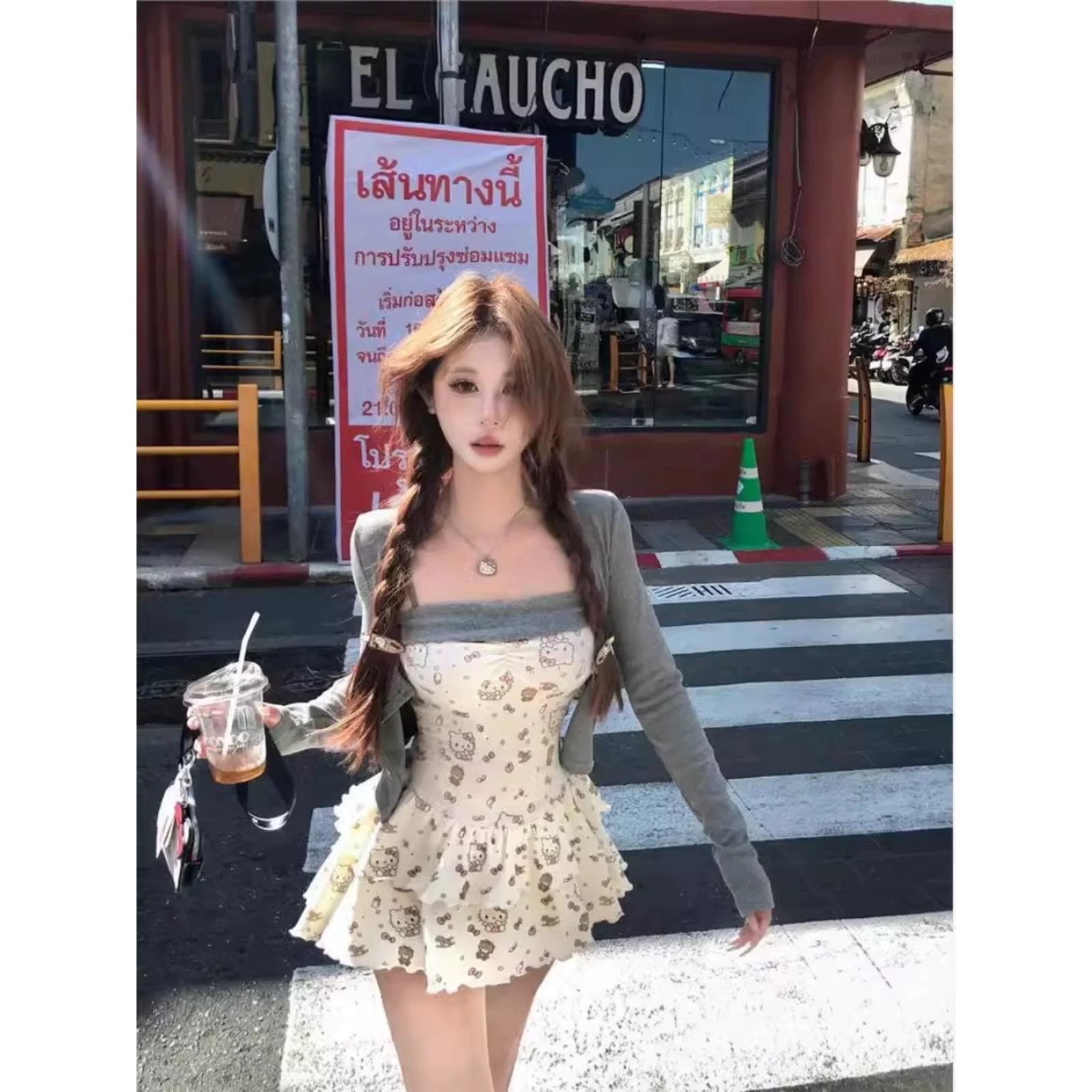 心动春日 春装新款纯欲风设计感连衣裙气质开衫收腰显瘦甜美套装