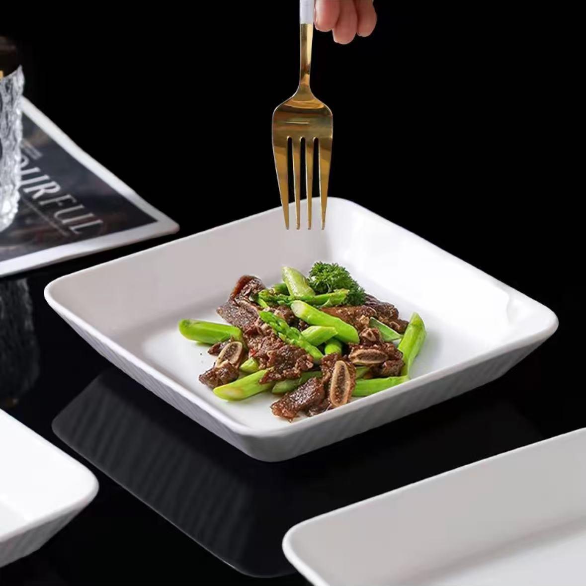 7英寸琉璃方盘方形盘异形餐具异形纯白创意菜盘子