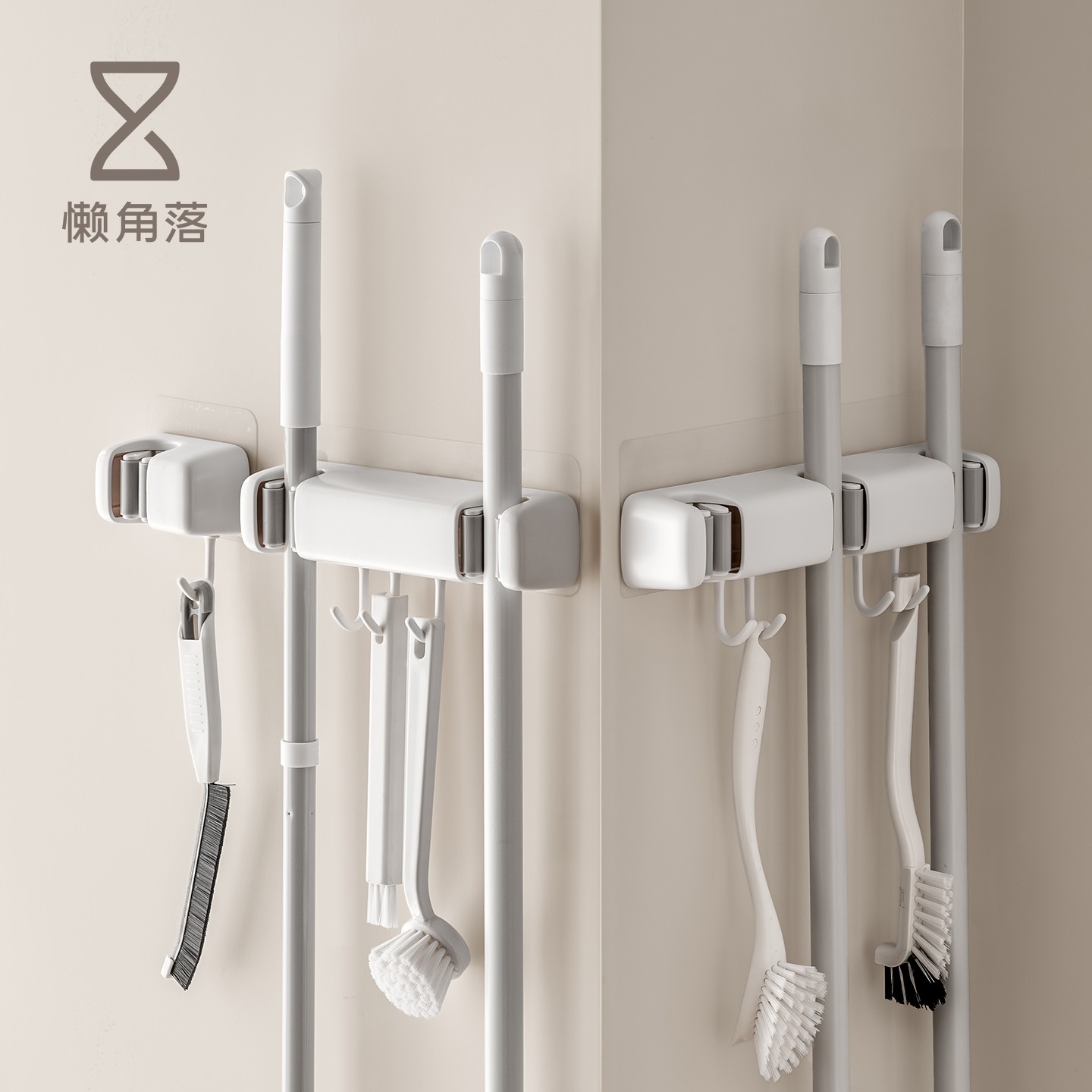 懒角落拖把挂钩家用卫生间免打孔挂架拖布收纳架固定卡扣扫把夹