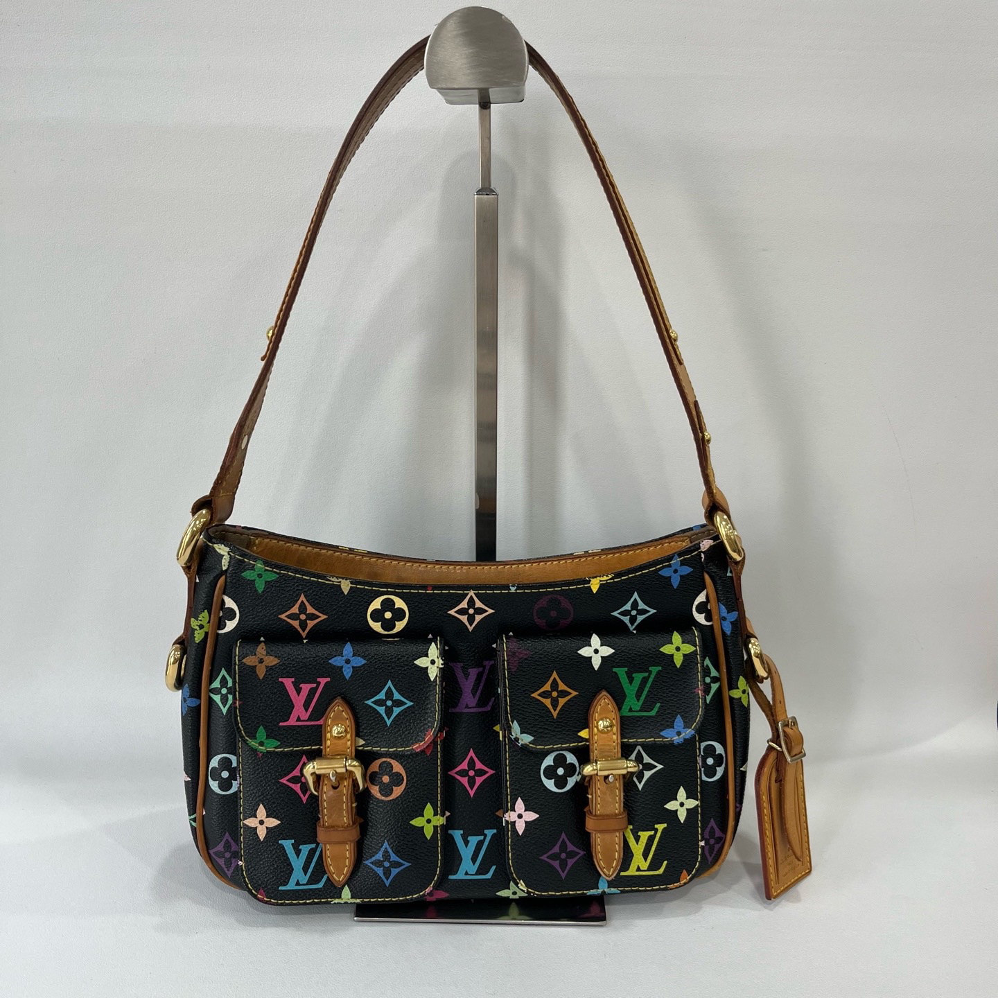 95新 LouisVuitton/路易威登 捐金沉珠/黑三彩剑桥包单肩