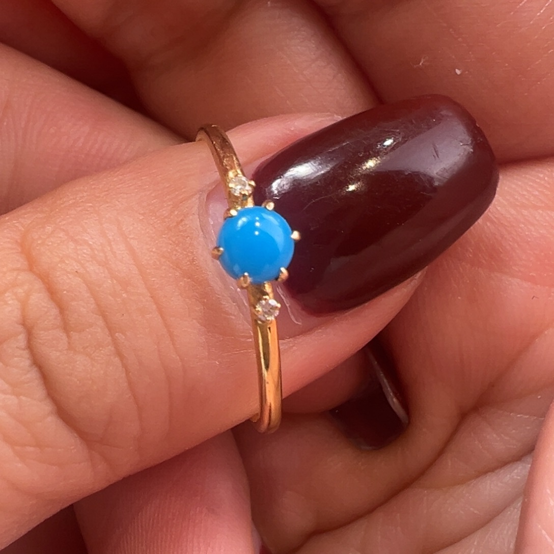 绿松石配件18K金镶嵌戒指