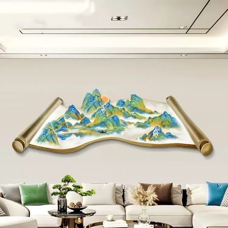 江山如故客厅装饰画可做LED灯光背景墙轻奢壁画挂画