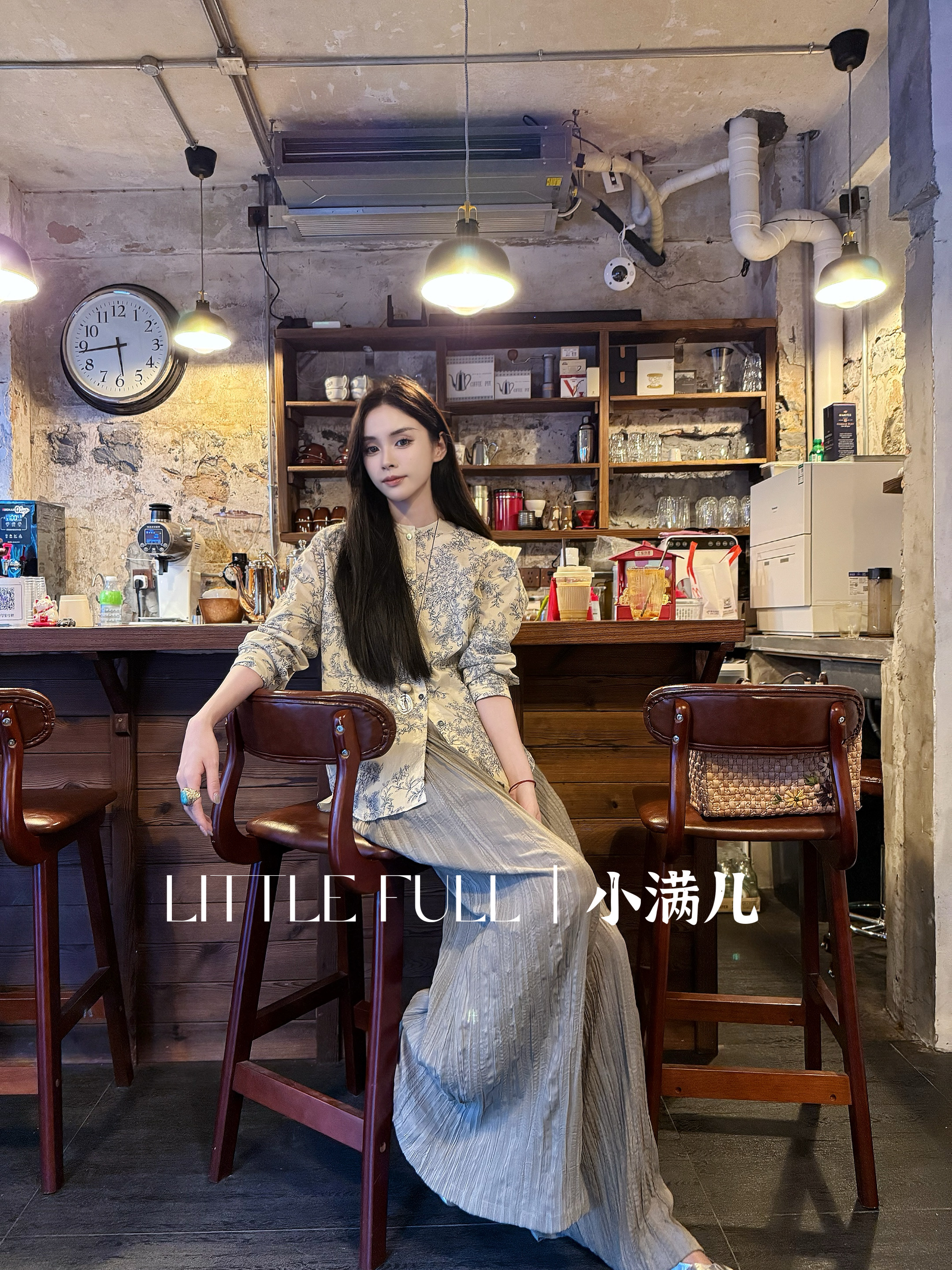 《云经夏》新中式国风小碎花衬衫圆领宽松开衫外套+裤裙