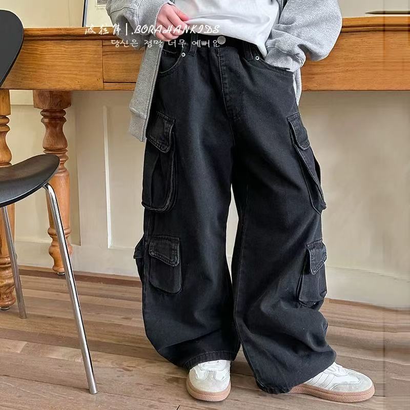 【小黎家】儿童牛仔裤宽松春季新款男女童做旧春款牛仔裤CC1992