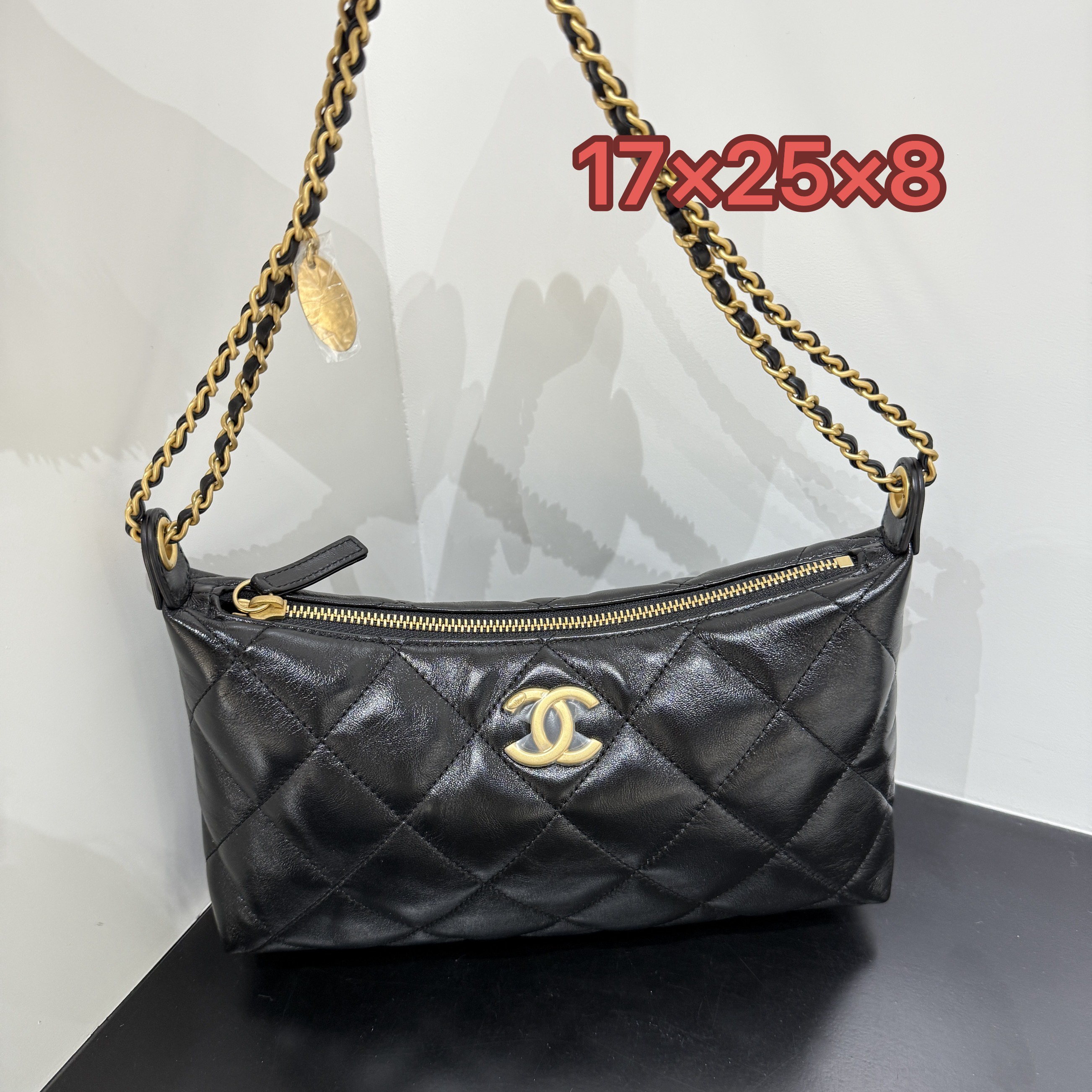全新未使用 Chanel/香奈儿 25S双C菱格腋下hobo饺子包小号