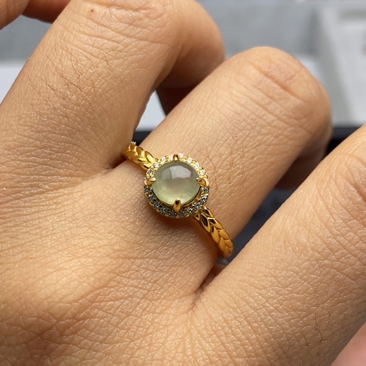 翡翠戒指银S925镶嵌戒指