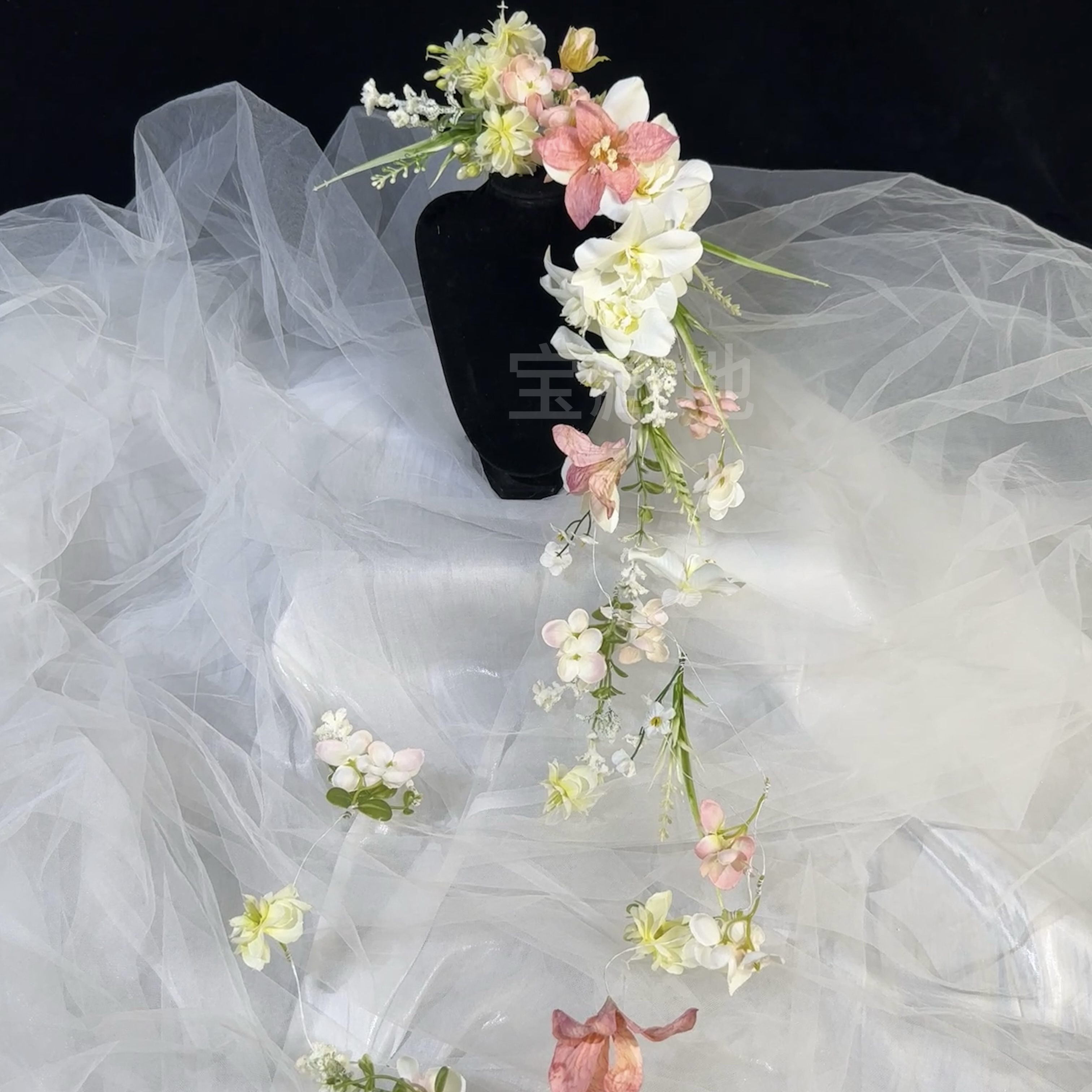 7913新款超仙森系花花新娘主纱晨袍轻纱头饰