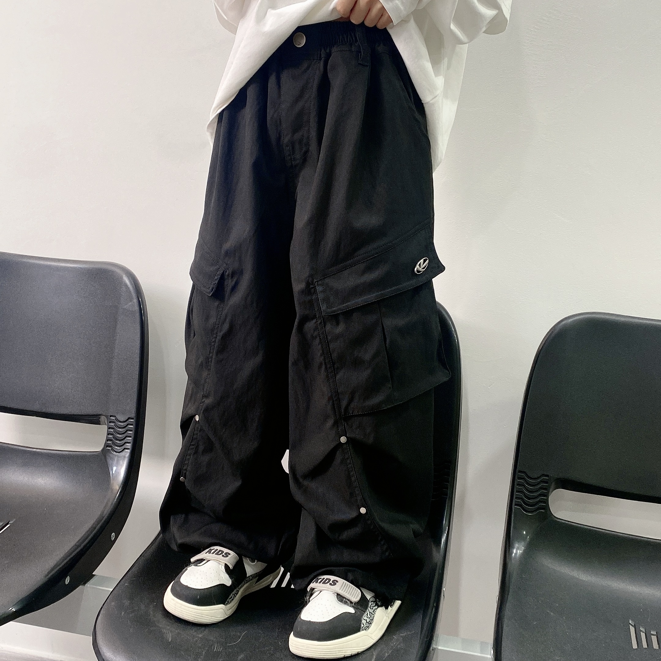 【嘟妈童装】2025儿童秋季休闲长裤男童工装裤中大童裤子2001