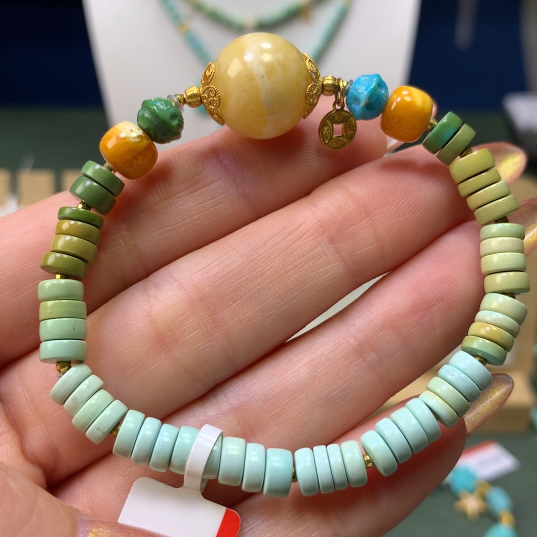 绿松石手链18K金镶嵌