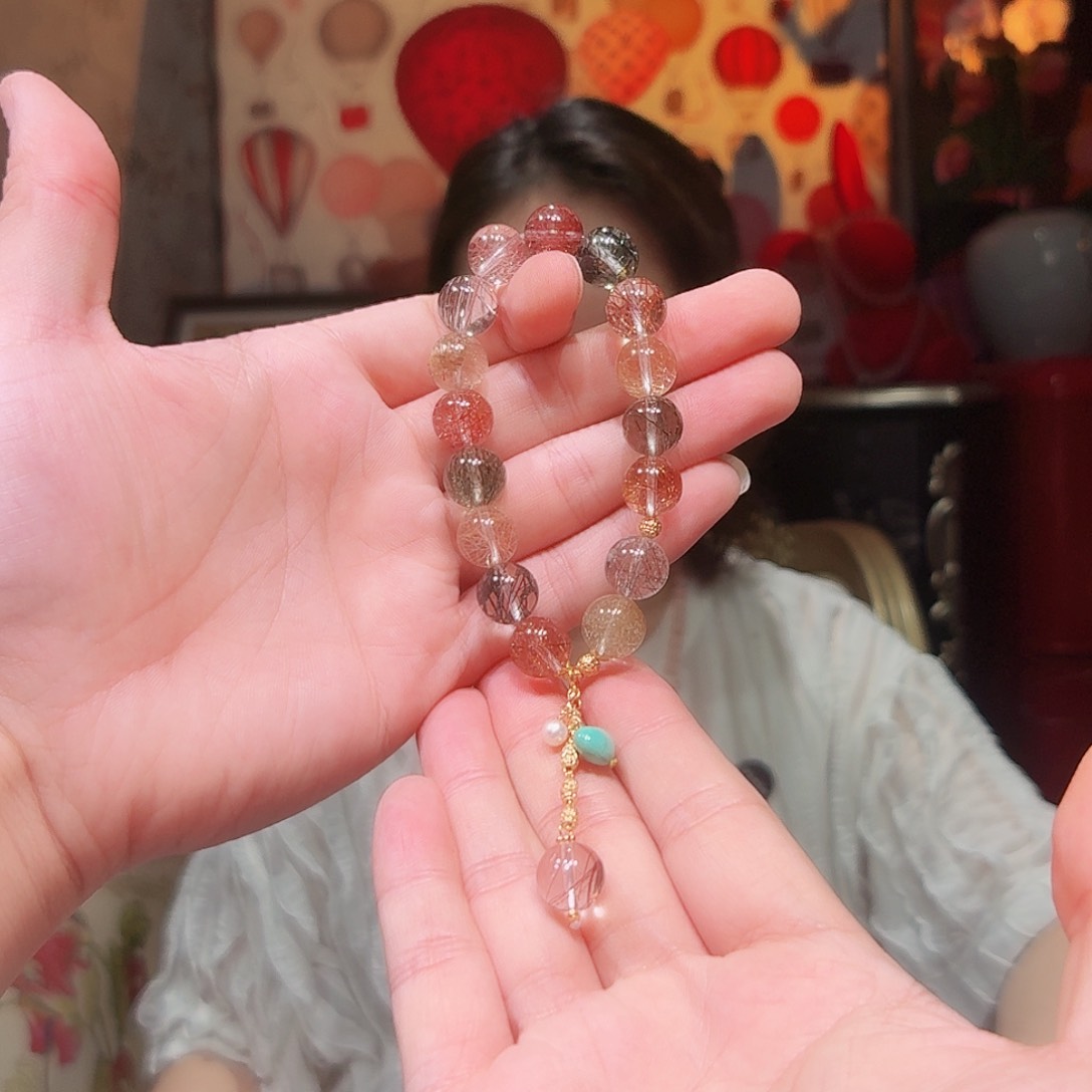 水晶手串18K金镶嵌手串