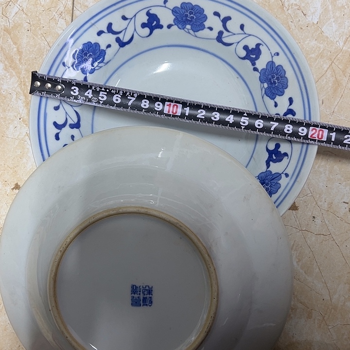 陶摆件2个20厘米芙蓉花深盘