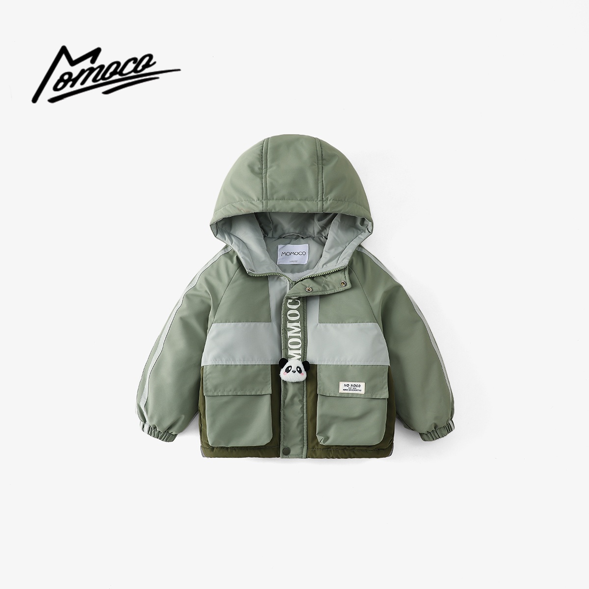 MOMOCO冬季新款男女童公仔小熊撞色韩版休闲棉服外套77430138027