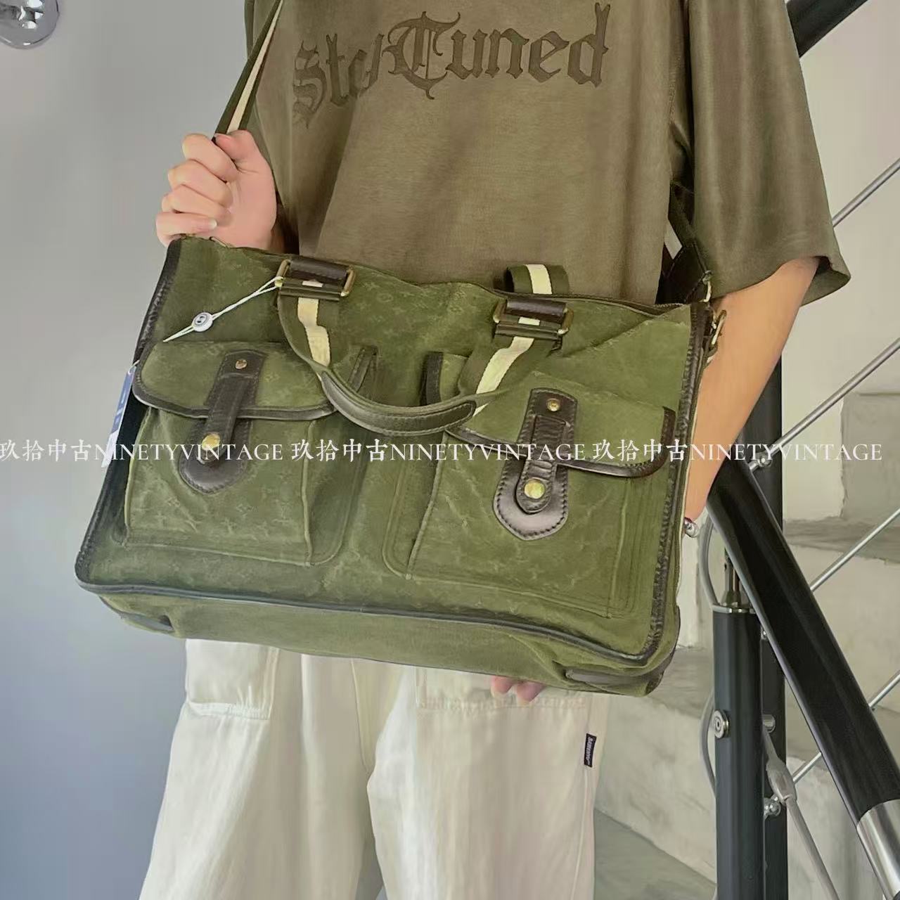 95新 LouisVuitton/路易威登 绿丹宁绿盒子公文包 手提斜挎包