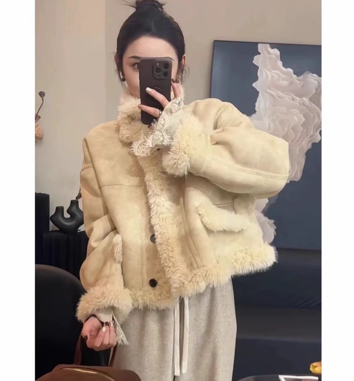 【51】新款皮毛一体2025冬季加厚毛毛外套女短款小个子外套