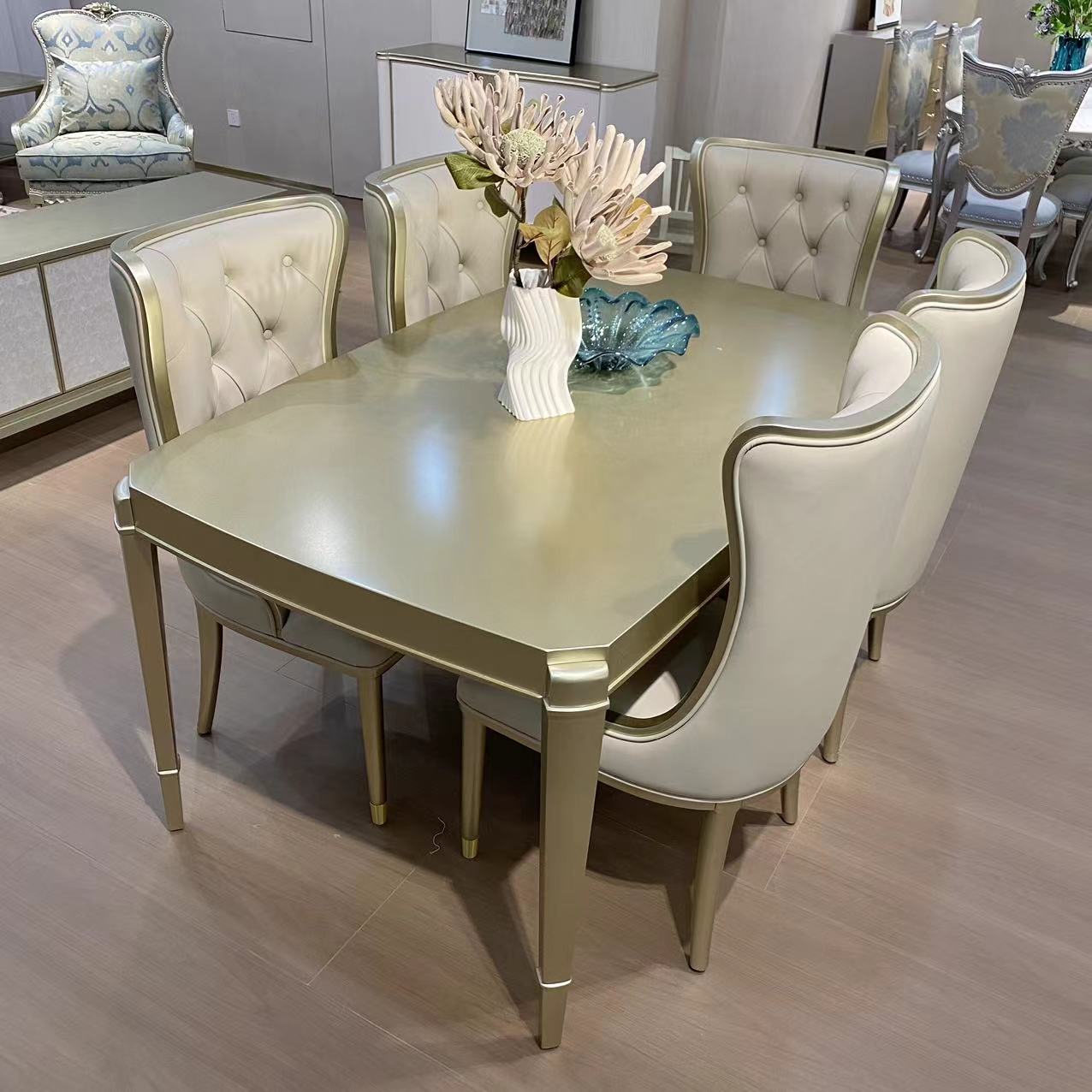 美式轻奢平衡之美餐桌实木餐桌椅现代简约长方形家用木面饭桌