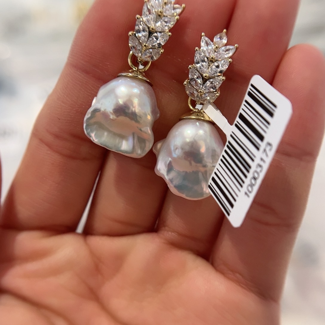 淡水珍珠耳饰合金