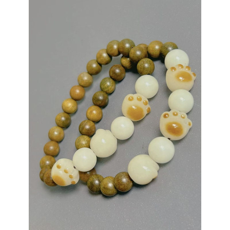 非金属木质手链 YHY-035绿檀猫爪【晶晶】