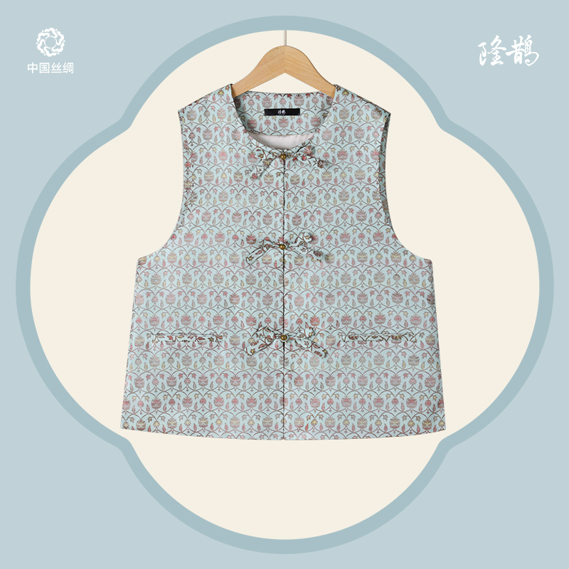 中国丝绸隆鹊『绮梦花语』宋锦蝴蝶结马甲新中式国风复古洋气