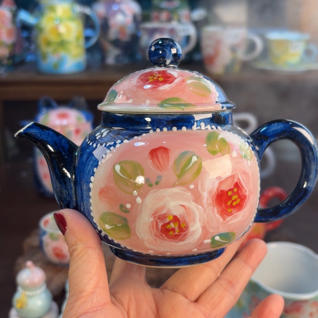 景德镇手绘高温釉下彩陶瓷茶具