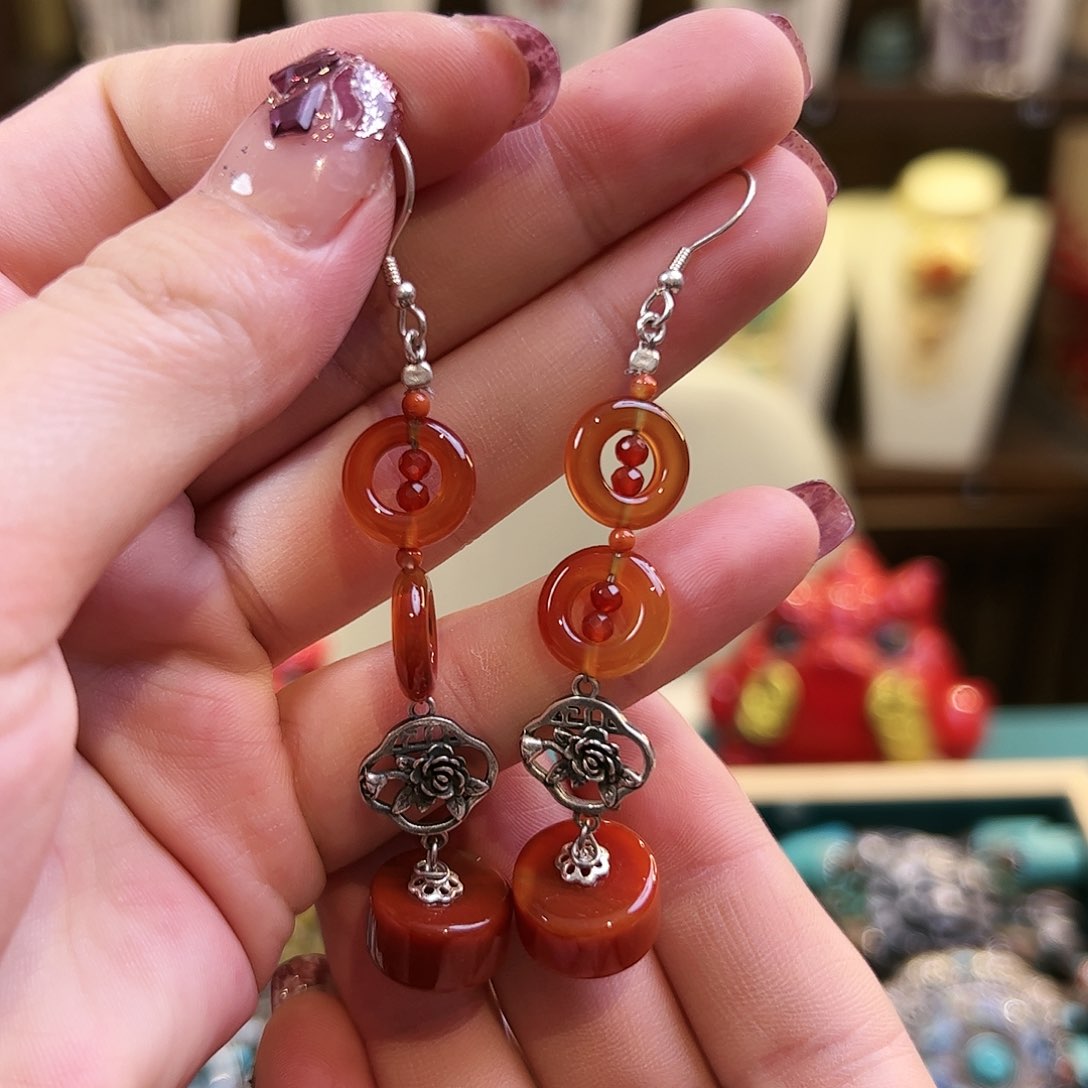 玛瑙/玉髓耳环未镶嵌耳环