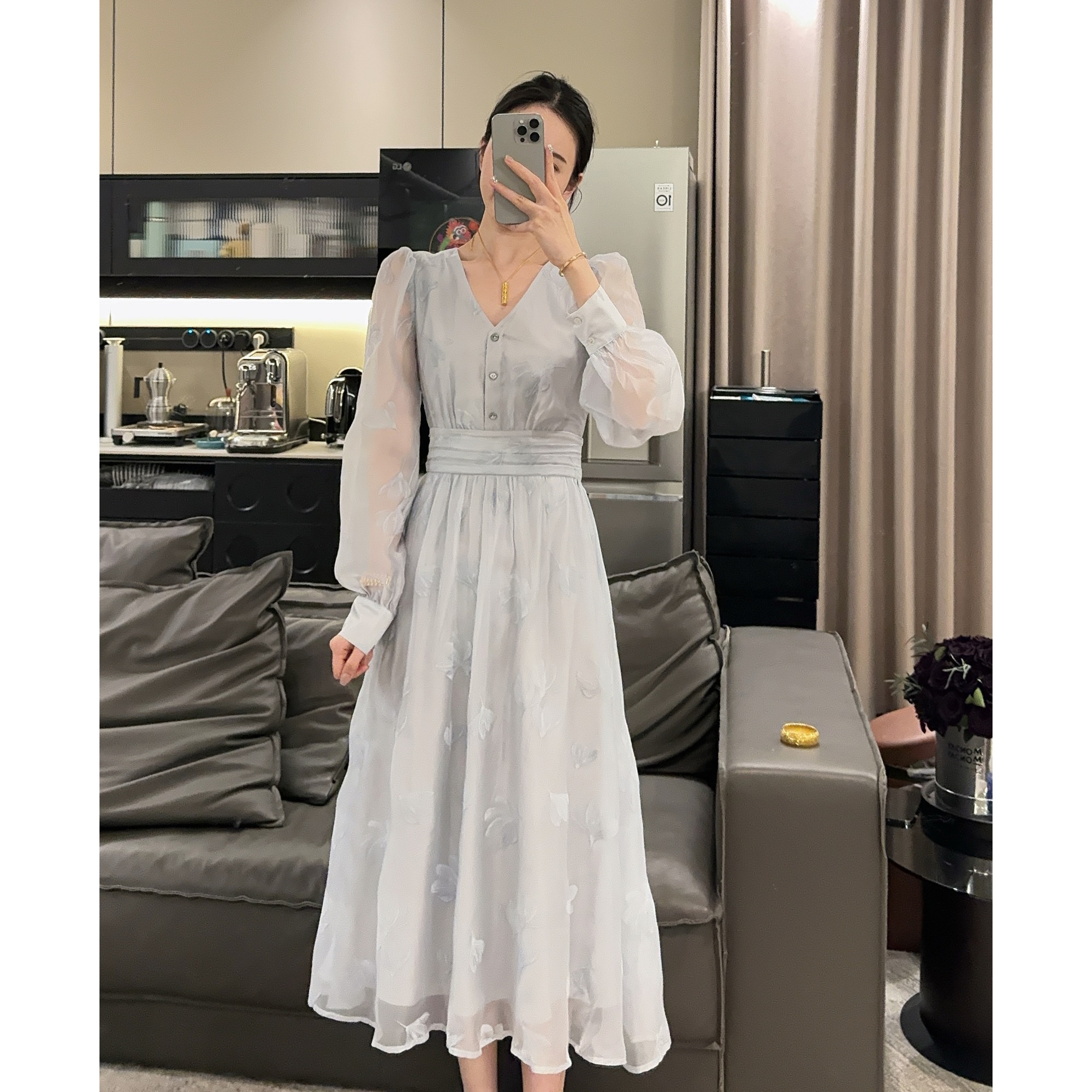 Zwinnie/詹维尼【蓝色连衣裙】轻奢显瘦气质连衣裙 GZC202352