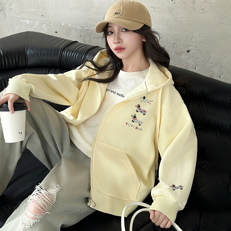 女童秋装外套2025新款洋气中大童韩系上衣儿童装时尚休闲连帽开衫