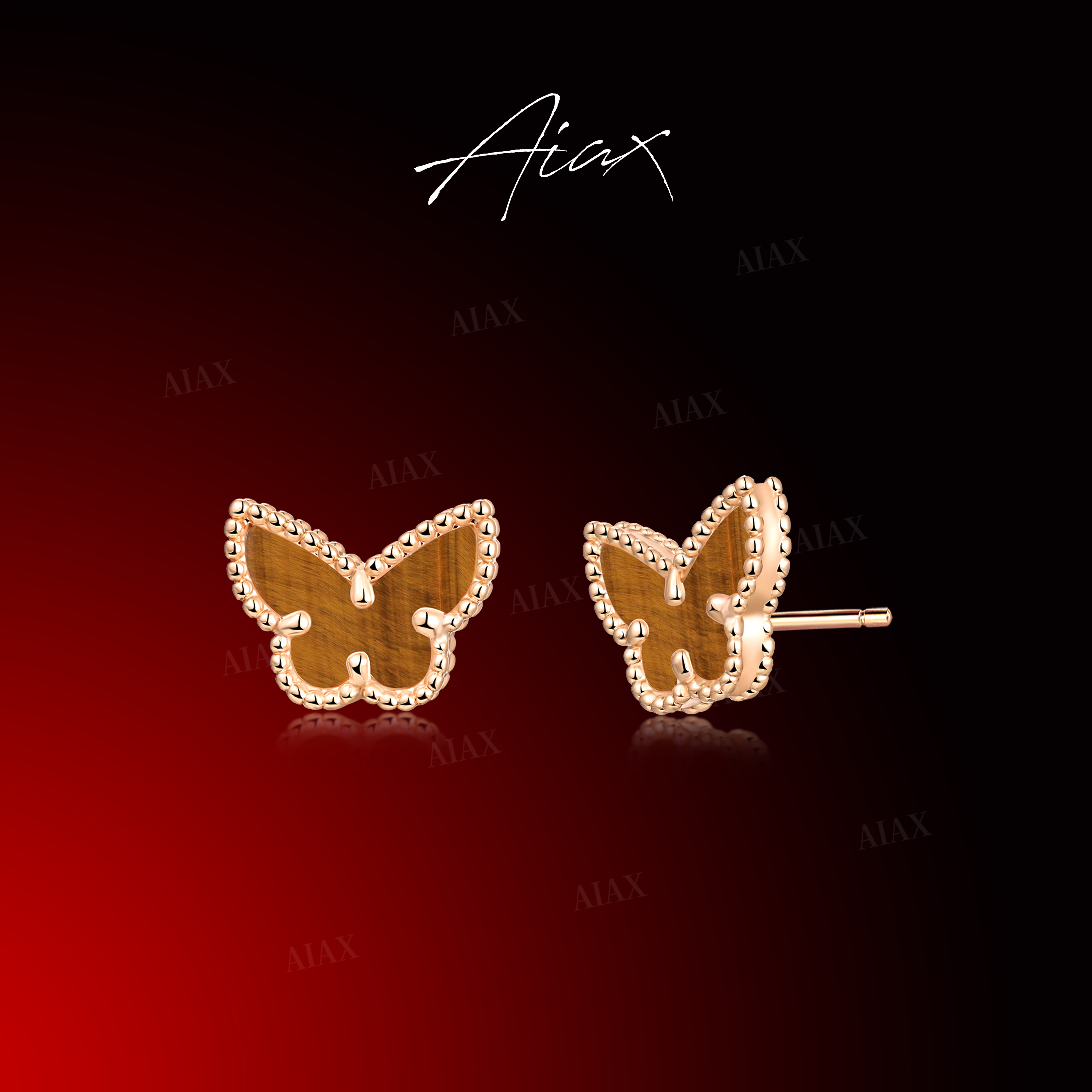 AIAX 镀k金 气质时尚百搭精致ins风格经典蝴蝶耳环TSL1742