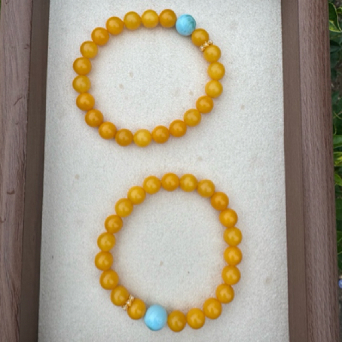 《光珀珠宝》蜜蜡鸡油黄8mm+单圈手串，多样性发其一