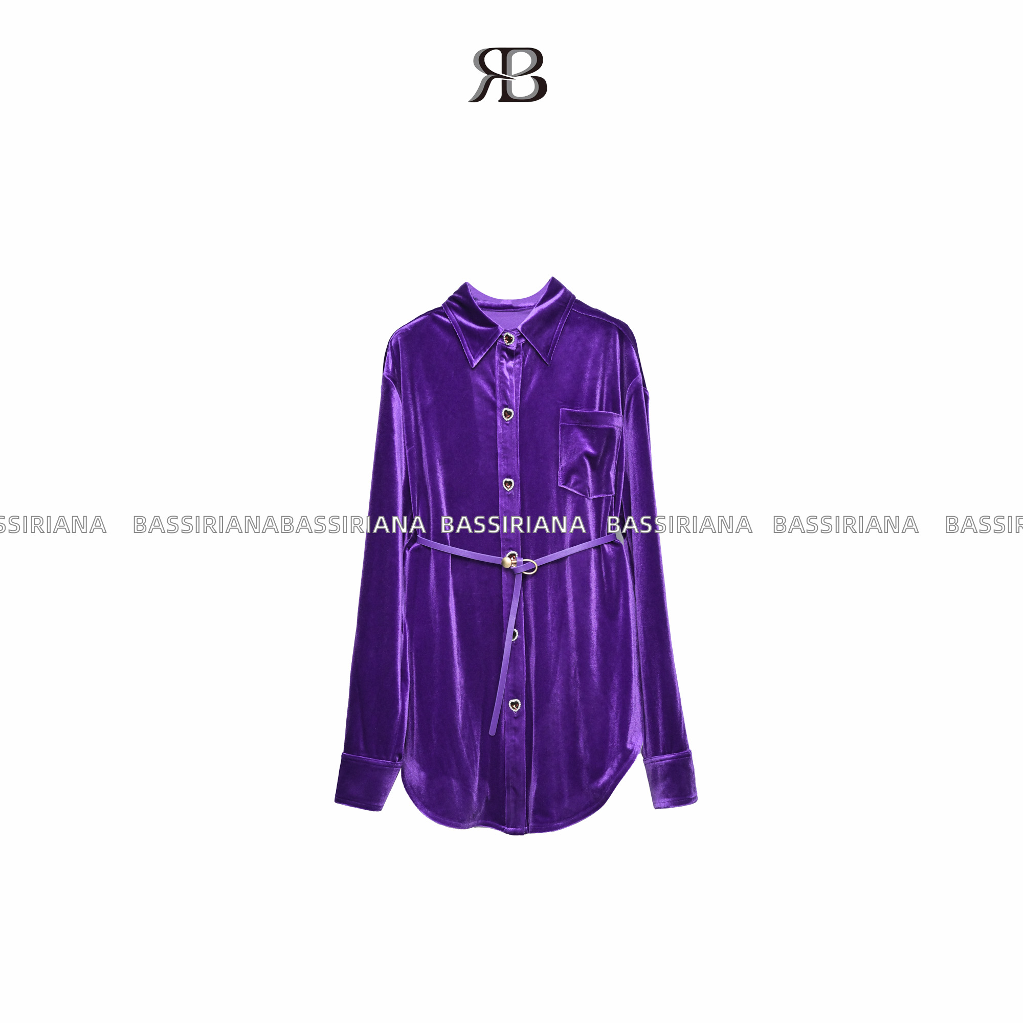 小尧【BASSIRIANA】24年气质时尚轻奢百搭新年本命年丝绒衬衫211621