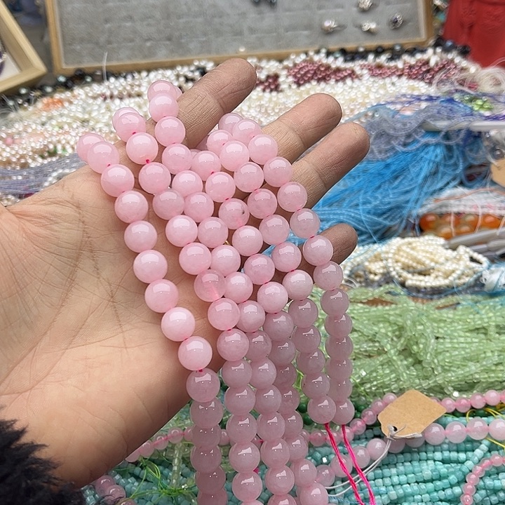 玛瑙/玉髓珠宝半成品未镶嵌一条10mm粉晶