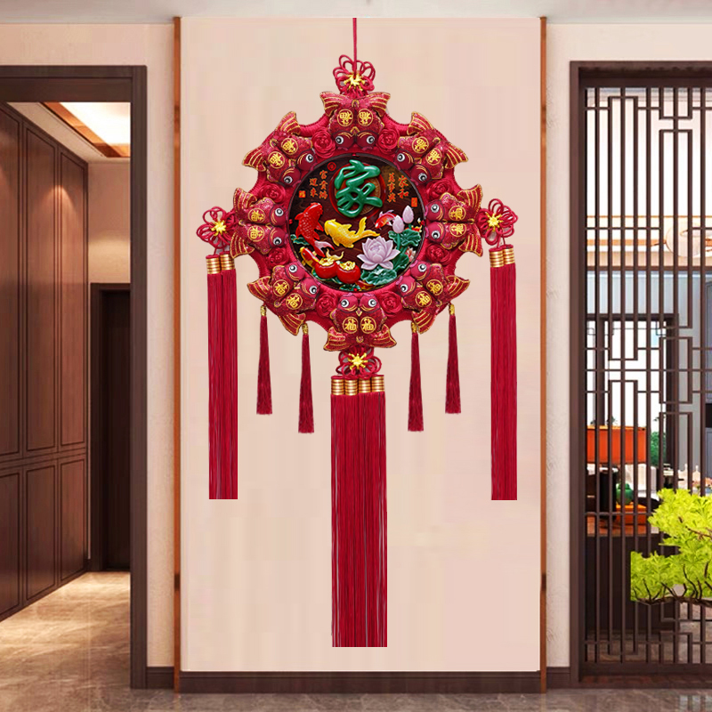 故宫红F【财源结-柿柿如意】中国结挂件新年装饰家居福字背景 CY2-Y