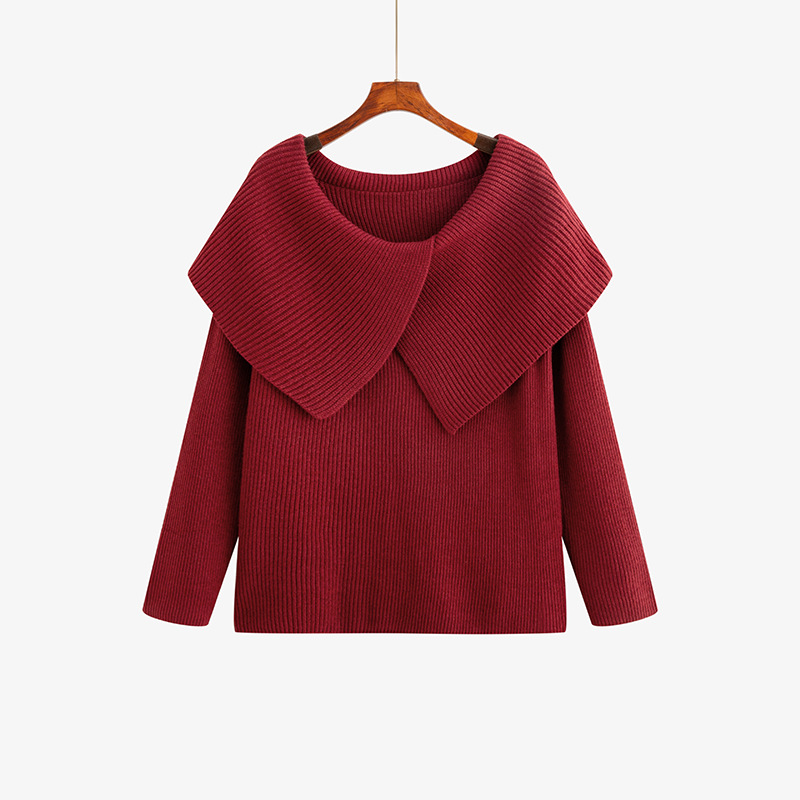 大码女装冬装设计感不规则毛衣2025胖mm宽松慵懒感针织衫23511