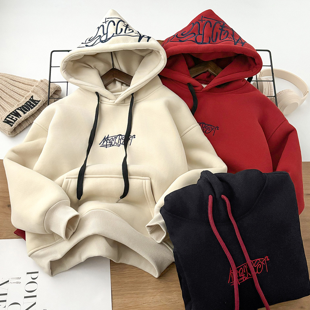 加厚羔羔绒冬季新款男女童儿童卫衣时尚宽松连帽刺绣韩版HB38