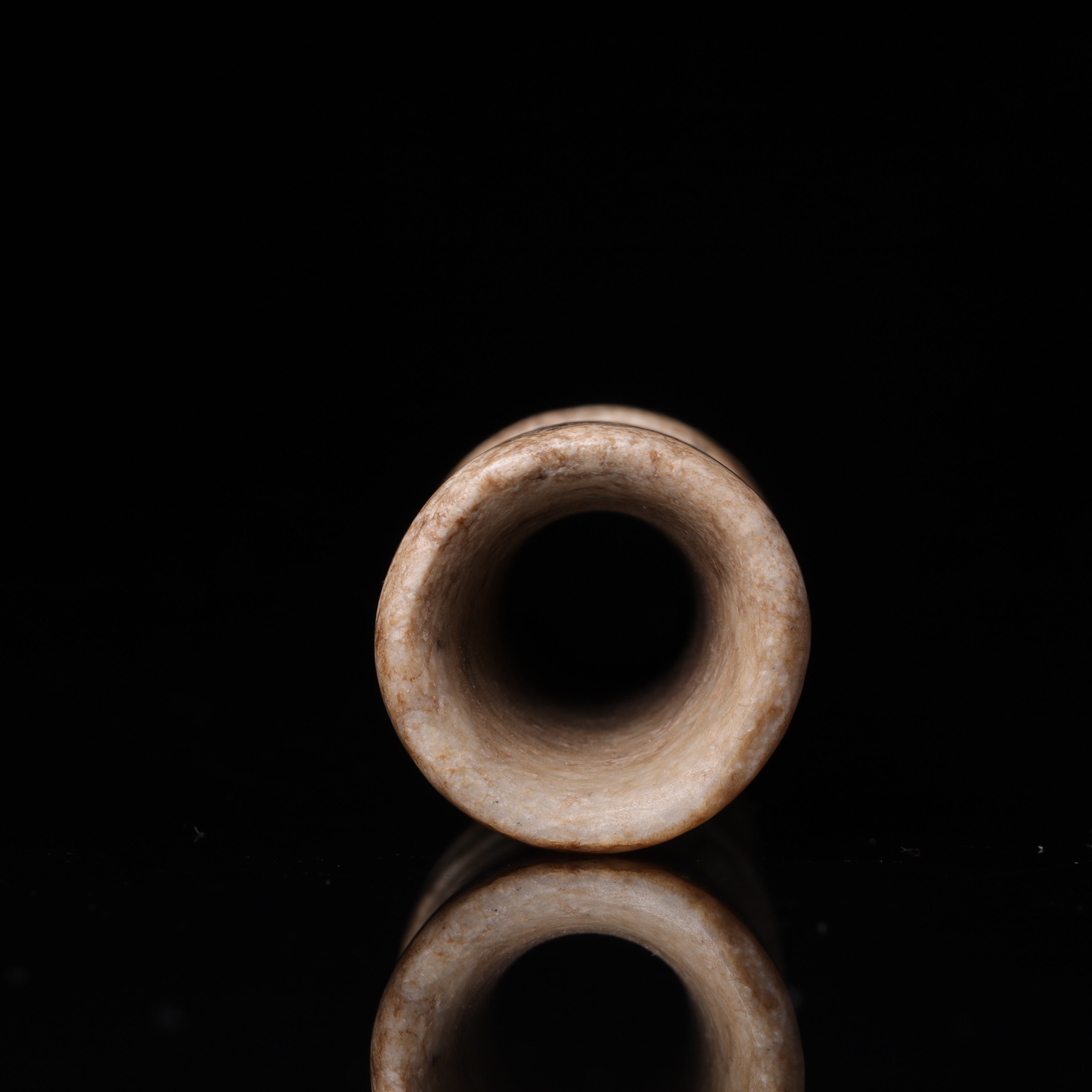 明代和田玉弦纹管珠-NX