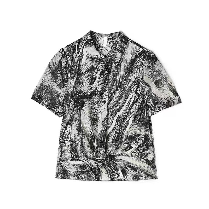 Z3435休闲夏季复古宽松潮流印花小衫L1