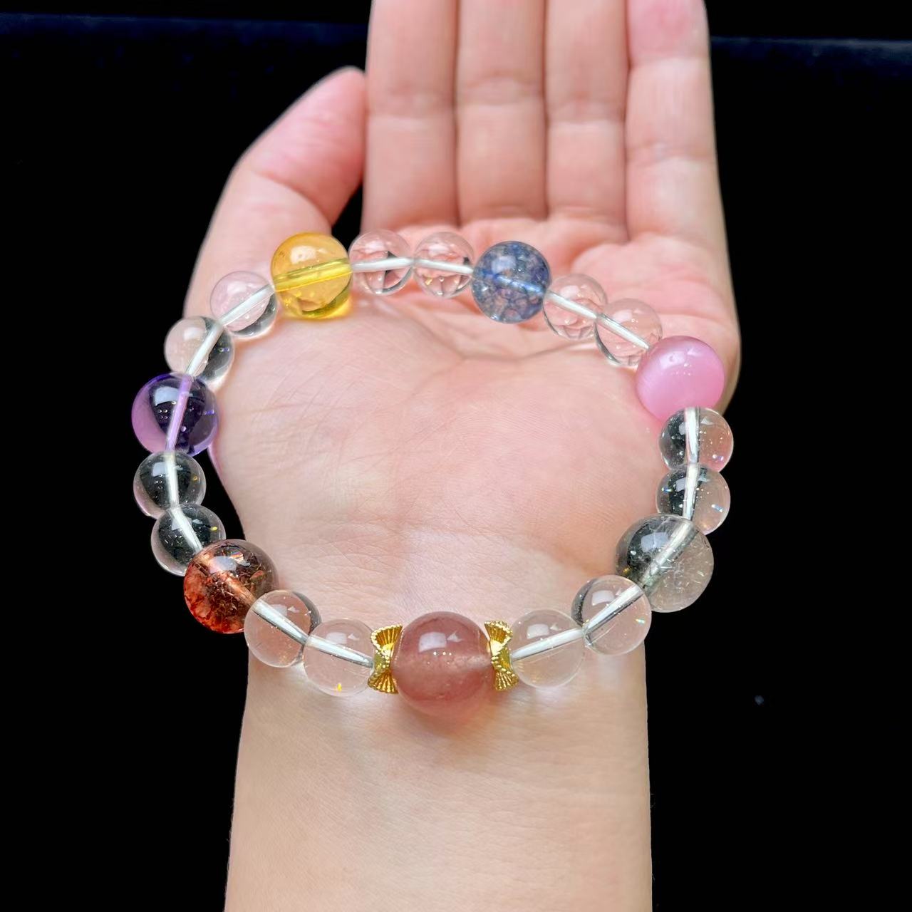 马卡龙冰晶多宝DIY手串10-12mm C02-97