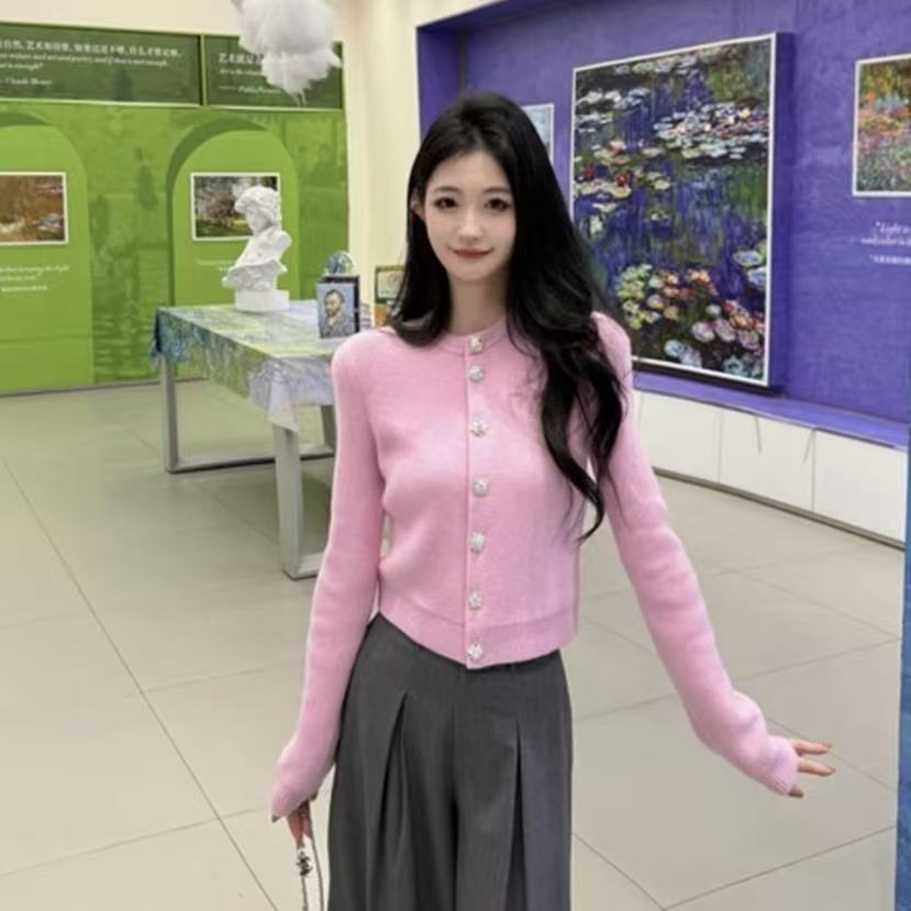 GIRDEAR/哥弟秋季新款女装禅意仙气飘飘短款针织开衫148050