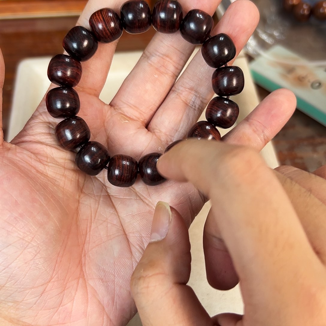 黄花梨/降香黄檀手串/手链14mm桶珠帝王紫游梨