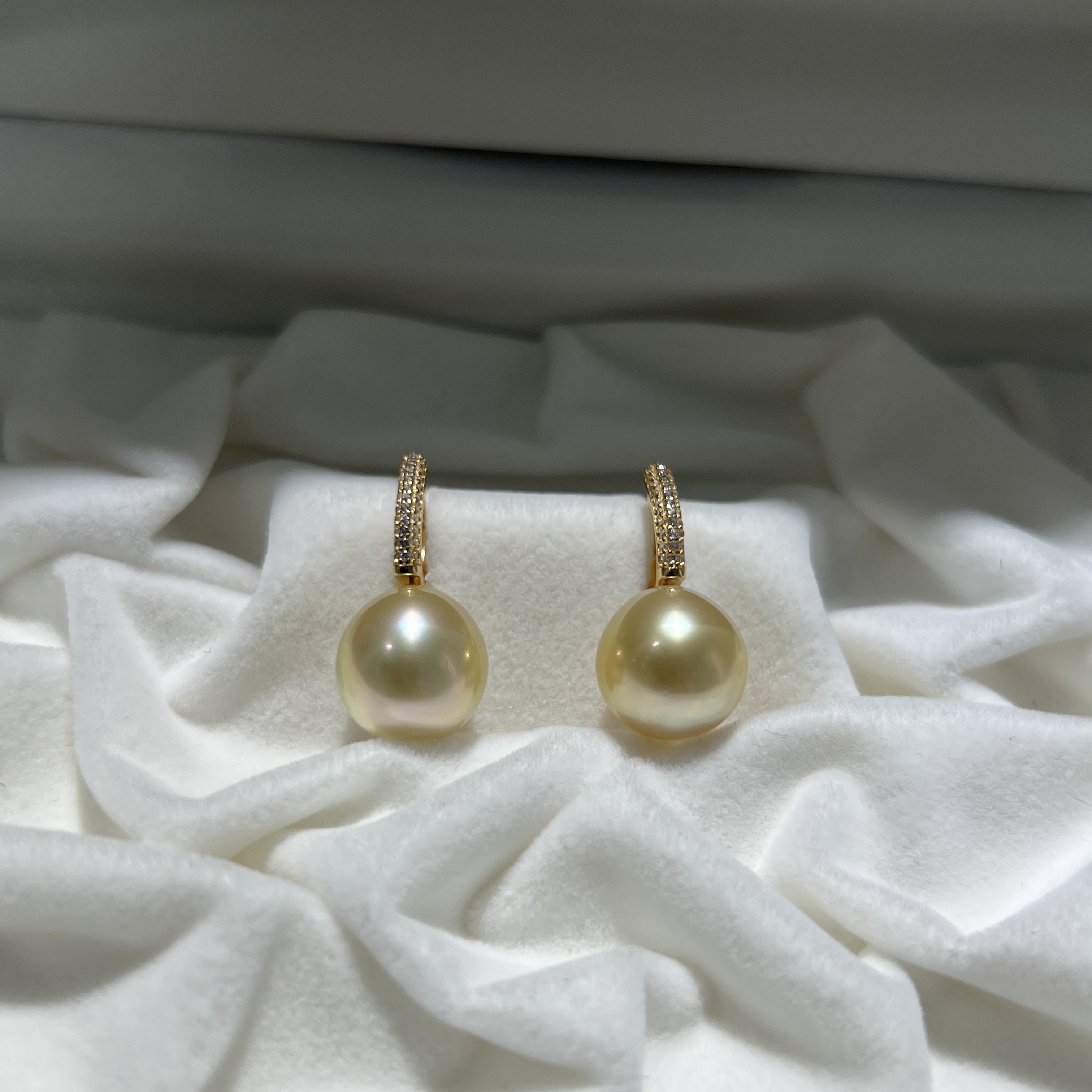 南洋海水金珠经典耳坠金色百搭12-13mm