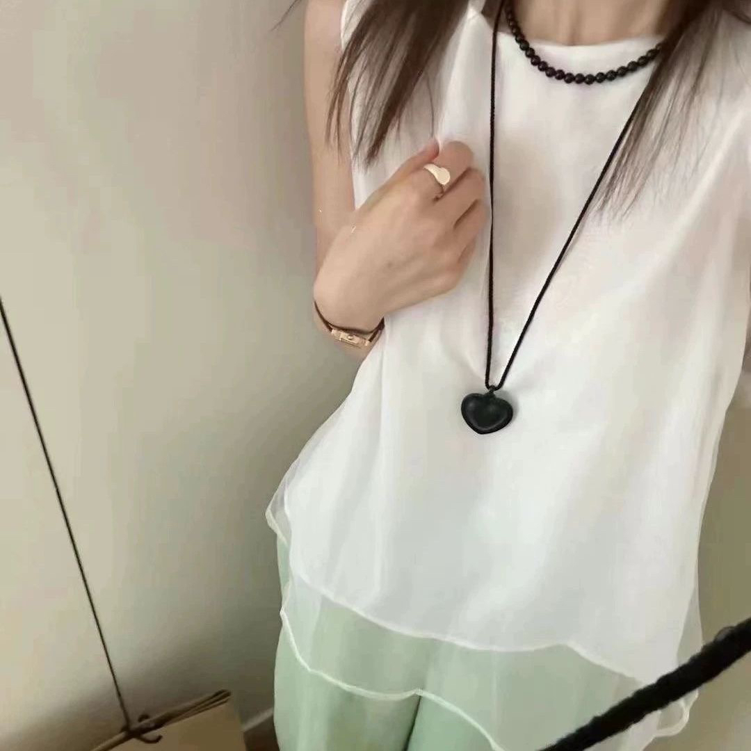 嘉嘉推荐#8800【夏款】气质简约欧根纱马甲