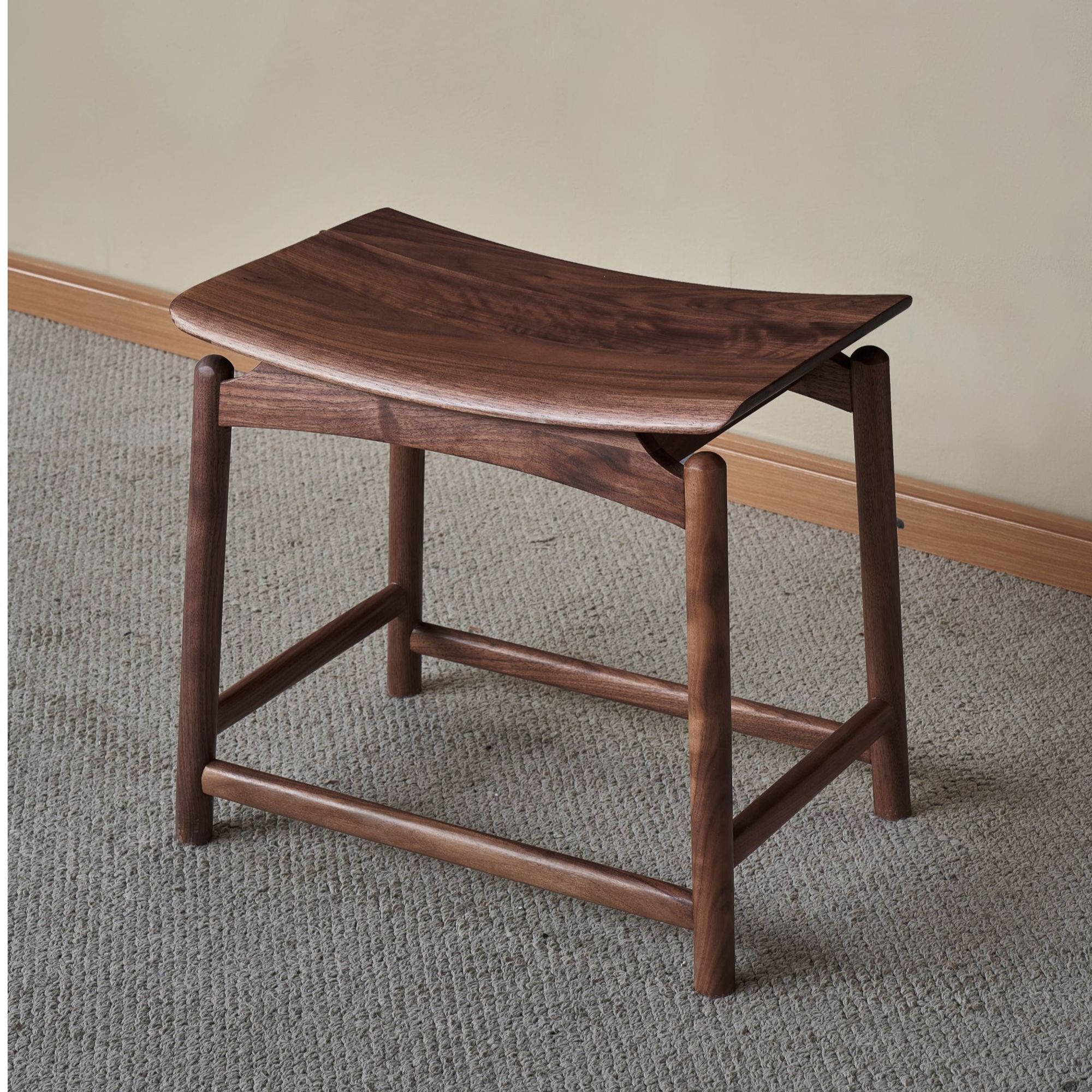 北美黑胡桃元宝凳 家用 客厅茶凳 卧室梳妆凳