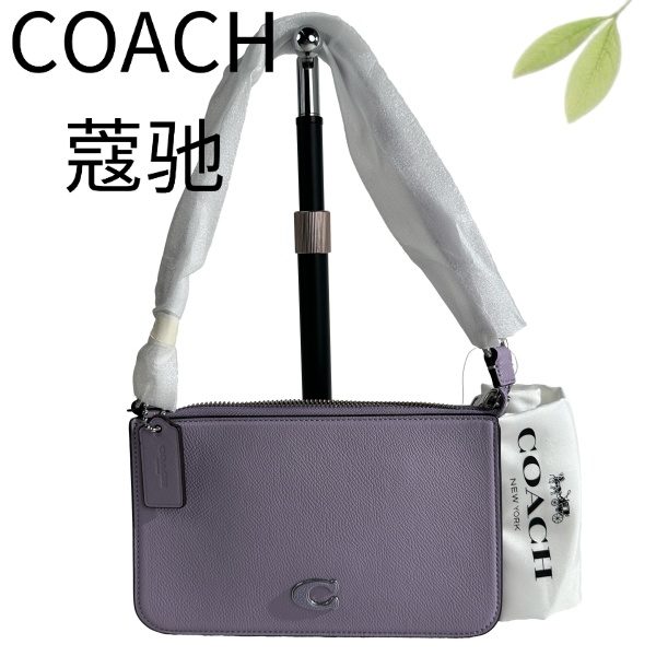 99新 COACH/蔻驰 紫色C标单肩包G25106061底长19X12