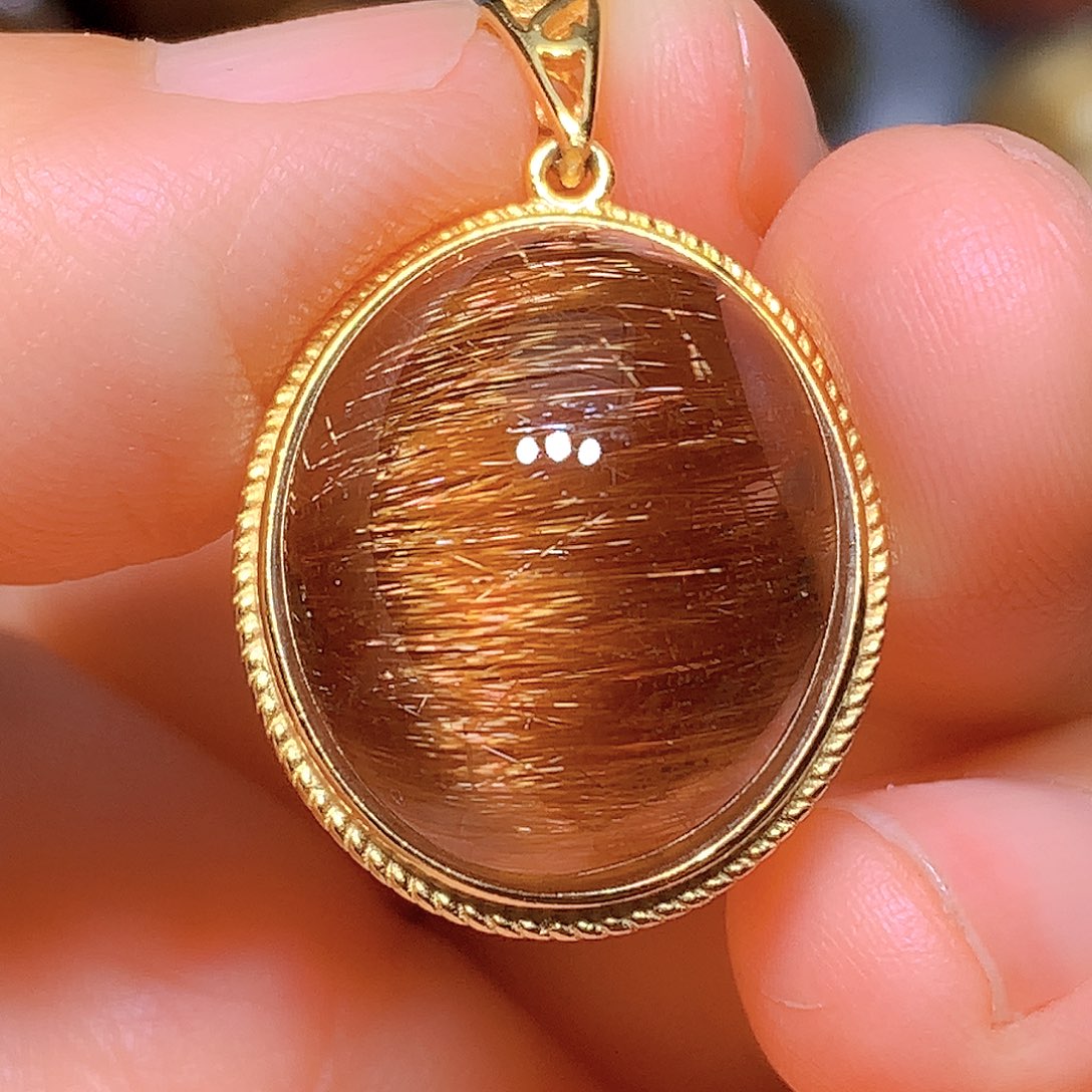 水晶吊坠银S925镀金镶嵌天然水晶