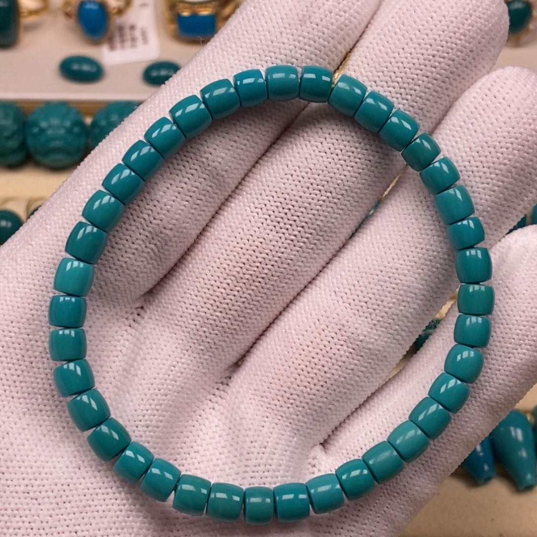 未镶嵌绿松石直切手串福利价Aa38//5.3mm